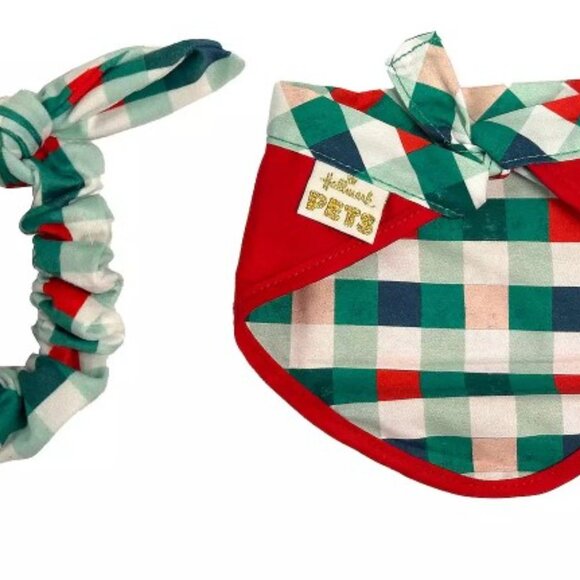 Hallmark L/XL Pets Santa's Favorite Furball Bandana and Hair Tie Set - Picture 2 of 4